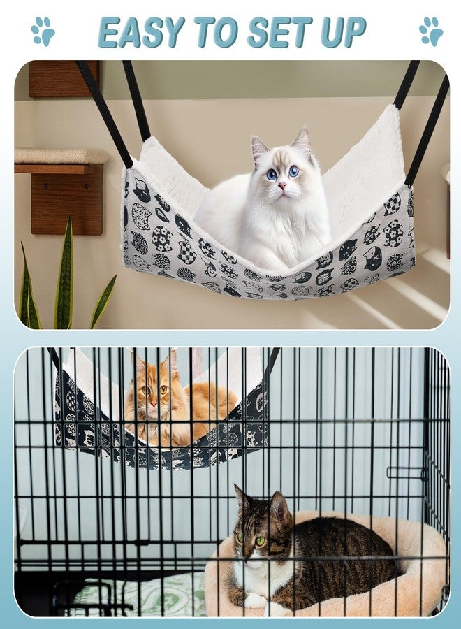 Ribbonlic 4 Pack Cat Hammock for Cage, Reversible Cat Hanging Hammock Soft Large Double Sided Pet Bed with Adjustable Straps & Metal Hooks for Cats Ferret Kitten Puppy Rabbits Small Animals - Image 5